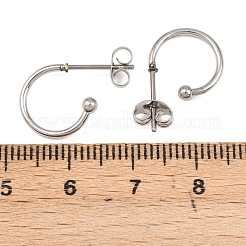 Серьги-гвоздики из нержавеющей стали 304 в форме буквы С&nbsp;EJEW-Z154-01P-01