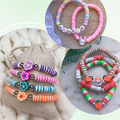 300 шт. 6 стиля бусины из полимерной глины ручной работы FIND-SP0003-05