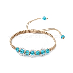 2 pz 2 colori braccialetti di perline di vetro intrecciate a forma di fiore&nbsp;BJEW-JB11077