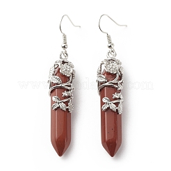 Natürliche rote Jaspiskugel mit Blumenohrringen&nbsp;EJEW-G300-02P-10
