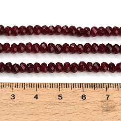 染め加工天然石ホワイトジェイドビーズ連売り  ロンデル  多面カット  暗赤色  4x3mm  穴：0.9mm  約118個/連  13.78''（35センチメートル）&nbsp;GG-CBAF9EE-A20-3x4mm