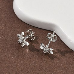 Серьги-гвоздики из латуни с микро-паве и прозрачным фианитом&nbsp;LS-EJEW-F383-07P