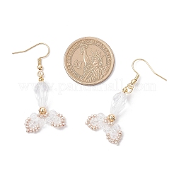 Серьги-подвески из стекла и нержавеющей стали 304 в форме рыбьего хвоста&nbsp;EJEW-MZ00458-01