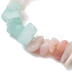 Эластичные браслеты из натуральных бусин амазонита и морганита для женщин BJEW-JB12589-01