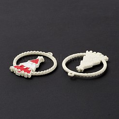 クリスマス テーマ スプレー塗装合金エナメル ペンダント  クリスマスツリーをリングします。  ホワイト  28x22.5x2.5mm  穴：1.2mm&nbsp;FIND-E022-02