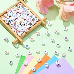 500шт 5 стиля непрозрачные белые акриловые бусины MACR-YW0002-43