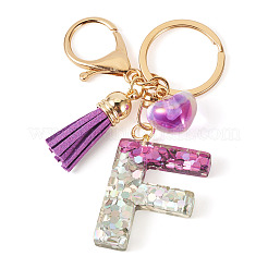 Porte-clés cœur en résine et alliage&nbsp;KEYC-TADJ0002-01G-F
