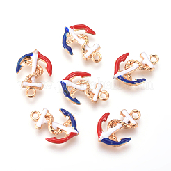 エナメルチャーム  ライトゴールドメッキ合金パーツ  アンカー  カラフル  17x12x3mm  穴：2mm&nbsp;ENAM-WH0006-A02
