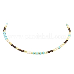 Женские ожерелья из синтетической бирюзы и кокоса в стиле хейши NJEW-JN05460-02