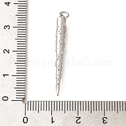 真鍮製マイクロパヴェキュービックジルコニアペンダント  コーンチャーム  丸カン付き  プラチナメッキ  33.5x3.5mm  穴：3mm&nbsp;KK-B127-11P