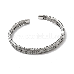 Плетеные браслеты-манжеты из нержавеющей стали 304 для женщин BJEW-A067-08P