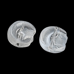手作りランプワークビーズ  スターとムーン  ホワイトスモーク  14~14.5x12.5x5~5.5mm  穴：1~1.2mm&nbsp;LAMP-Z006-01D