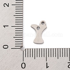 変色しない201ステンレススチールチャーム  レーザー切断  レターチャーム  文字y  10.5x7x1mm  穴：1.2mm&nbsp;STAS-U016-01P-Y