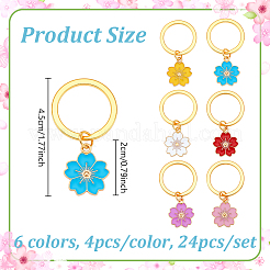 24шт брелок в виде цветка из сплава 6 цветов эмали KEYC-NB00013