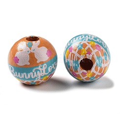 Пасхальная тема набивные деревянные европейские бусы&nbsp;WOOD-M010-02G