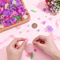 DIYの花葉探しキット  透明アクリルパーツを含む  アクリルビーズキャップ  ミックスカラー  24x22.5x3mm  穴：1mm&nbsp;DIY-NB0015-55