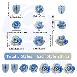 60 шт. 3-х цветные резные бусины из синтетического коралла&nbsp;CORA-SC0001-10
