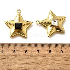 304ステンレスペンダント  ラインストーン付き  18KGP本金メッキ  イオンプレーティング（ip）  スター  ミックスカラー  26x24.5x6mm  穴：2mm&nbsp;STAS-Q346-08G