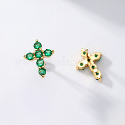 Изысканные серьги-гвоздики с крестом из латуни и кубическим цирконием&nbsp;GX6224