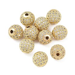 Perles rondes en laiton avec zircone cubique de micro pave&nbsp;ZIRC-N016-01G-10mm