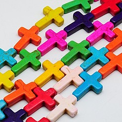 Синтетических нитей бирюзовые бусы&nbsp;X-TURQ-G112-12x16mm-11