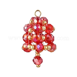 3 шт. 3-х цветные граненые подвески из гальванического стекла&nbsp;PALLOY-MZ00808