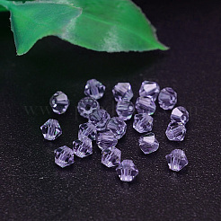 カット加工模造オーストリアクリスタルビーズ連売り  グレードAAA  双円錐形  ライラック  4x4mm  穴：0.7~0.9mm  約1440個/袋&nbsp;G-M180-4mm-04B