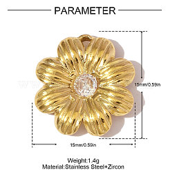Pendentifs en acier inoxydable 304 avec zircone cubique transparente&nbsp;STAS-OY006-66G
