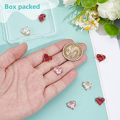 8 шт. 4-х цветные латунные подвески в форме сердца с кубическим цирконием&nbsp;ZIRC-BC0001-30