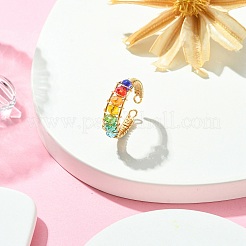 Anello polsino aperto con perline intrecciate in vetro colorato&nbsp;RJEW-TA00051