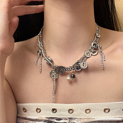 Женские ожерелья-чокеры с кисточками из сплава и искусственного жемчуга FS-WG5819F-01