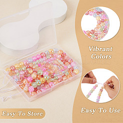 4 нити 4 размера гальванизированных стеклянных бусин с эффектом кракле&nbsp;GLAA-TA0001-68