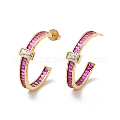 Прямоугольные серьги-гвоздики с кубическим цирконием&nbsp;EJEW-F288-16G