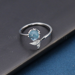 Плоские круглые и рыбий хвост с родиевым покрытием 925 стерлинговое серебро кубический цирконий кольца-манжеты FS-WGA9FD9-01