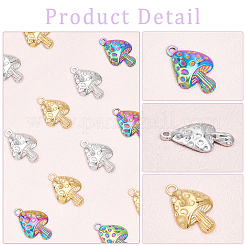 15個3色304ステンレスペンダント  キノコ  ミックスカラー  23.5x15.5x4mm  穴：1.8mm  5個/カラー&nbsp;STAS-CA0001-71