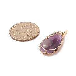 Подвески из медной проволоки с натуральным аметистом&nbsp;PALLOY-JF02016-03