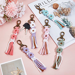 6 шт. 6-х цветный хлопковый шнур вязаный цветок кисточка подвеска украшение HJEW-MA00026