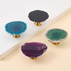 4 шт. двухцветные ручки для ящиков из латуни и натурального агата&nbsp;AJEW-DR0001-63