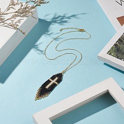 Ожерелья из бисера с крестом и кисточками&nbsp;NJEW-MZ00011-01