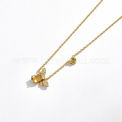 Abeille 925 colliers pendentif zircone cubique en argent sterling pour les femmes&nbsp;NJEW-BB72243