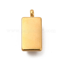 PVD真空メッキ304ステンレスペンダント  丸カン付き  長方形  ゴールドカラー  15.5x7.5x5mm  穴：1.8mm&nbsp;STAS-A076-14G