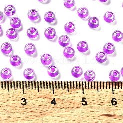 ガラス玉  色の内側  丸い穴  ラウンド  暗い蘭  4x3mm  穴：1.4mm  7650個/ポンド&nbsp;SEED-H002-J-A712