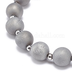 Braccialetto elasticizzato con perline rotonde in agata stagionata geode druzy naturale&nbsp;BJEW-JB08779