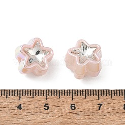 焼き絵のアクリル絵具とラインストーンビーズ  スター  多面カット  ミスティローズ  14x14.5x12mm  穴：2.5mm&nbsp;RB-CBA19D7-03A