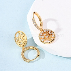 Серьги-кольца из латуни с микропаве из прозрачных кубических цирконий EJEW-F384-01G