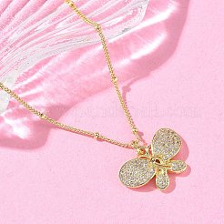 Ожерелья с подвесками из латуни с прозрачным кубическим цирконием NJEW-D306-01G-A