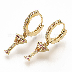 Серьги-кольца из латунного микро-паве с красочными фианитами&nbsp;EJEW-S208-068