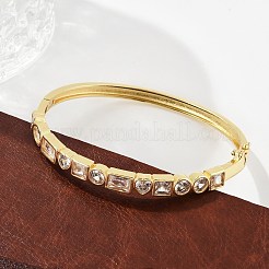 Женские браслеты на шарнирах из латуни с микропаве и прозрачным фианитом BJEW-K274-10G