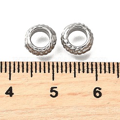 304ステンレス鋼波形ビーズ  ロンデル  変色防止  ステンレス鋼色  8x4mm  穴：4mm&nbsp;STAS-V009-12A-P