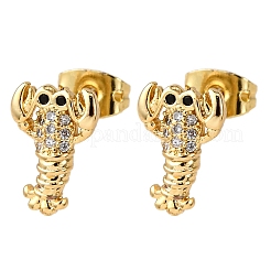 Латунные серьги из микро-паве прозрачного кубического циркония&nbsp;LS-EJEW-D328-03G-04